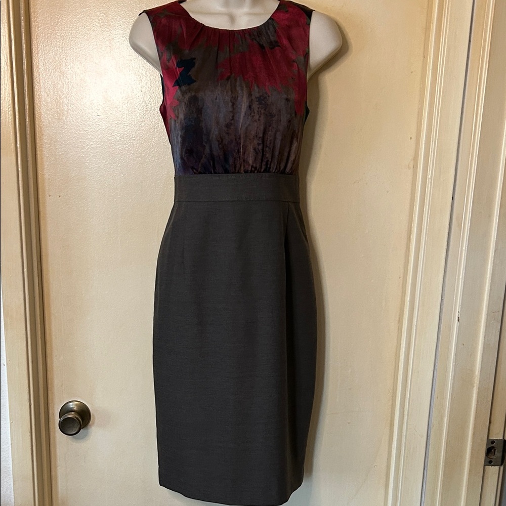 Elie Tahari Multicolor and Gray Midi Dress size 4